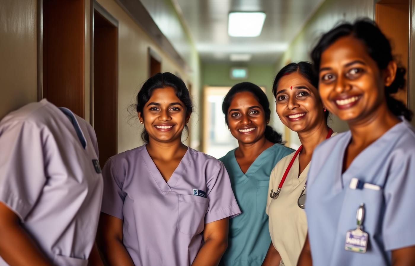Kerala nurses smiling at hospital